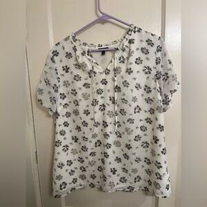 Talbots Black and White Floral Blouse
